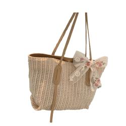 Handmade Summer Beach Straw Tote Bag for Beach Travel
