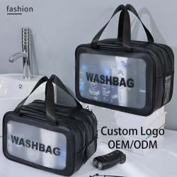 Dry wet separation double-layer transparent large makeup bags ladies travel wash bag
