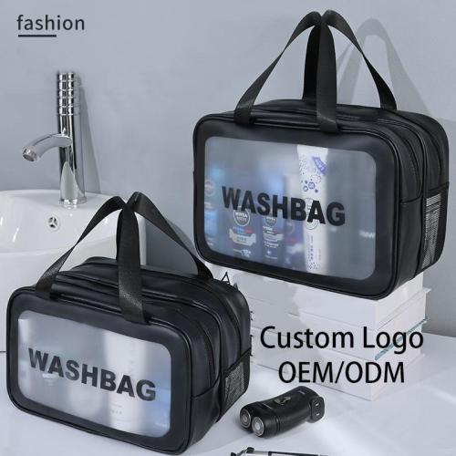 Dry wet separation double-layer transparent large makeup bags ladies travel wash bag