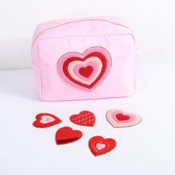 Black Friday Hot Sale Personalized Patches Christmas Gift Makeup Organizer Bag Chenille Cosmetic Bags Nylon Bags with Patches