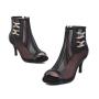 2022 New Design Salsa Bachata Social Dancing Heels Summer Rhinestone Mesh Pumps Women Peep Toe Thin High Heel Ankle Boots