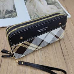 HR767 Women's Wallet Long Zipper Fashion 2024 New Wallet Women's Double Zipper Splicing Colors Handbag Purse