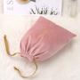 Custom Embroidery Pink Velvet Drawstring Wedding Party Gift Jewelry Storage Bag Recycled Soft Velvet Dust Pouch