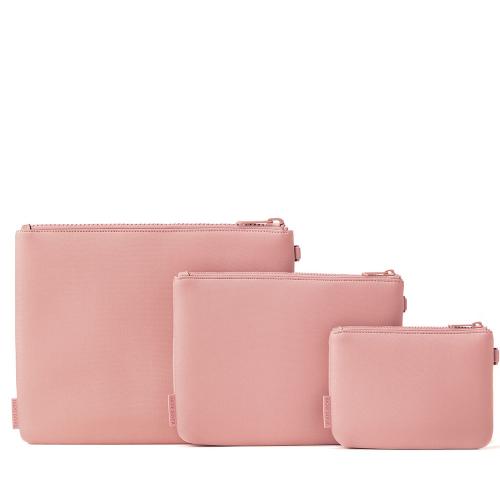 Stylish Pink 3 set Waterproof Neoprene Cosmetic Bags Soft Premium Makeup Pouches