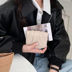 ZWY306 New Fashion Women Small Pleated PU Coin Purse Daily Solid Color Zipper Wallet Wholesale Practical Waterproof Card Case