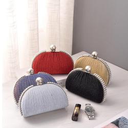 Cute small and exquisite Pearl metal frame New tide Mini elegant clutch bags for women luxury evening bags
