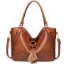 Customs Handbag  Large Capacity Luxury PU Leather Solid Color Tassels  Messenger for Women  Zipper Customs Tote Bag
