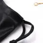 Custom Emboss Drawstring Pu Leather Pouch Skincare Travel Cosmetic Bag Black Waterproof Leather Bag