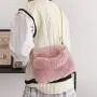 Autumn Winter Korean Soft Plush Portable Handbags Ins Retro Pearl Chain Small Square Bag Single Shoulder Texture Bucket Bag