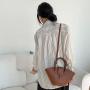 New Trend Design Advanced Handbag PU Leather Decoration Large Capacity Tote Bag Retro Style Bucket Bag