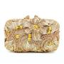 Gold Flower luxury evening bling purses handbag plant crystal clutch rhinestone handmade women diamond bag for lady