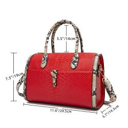 2024 Custom Snake Vegan Leather Boston Bag Handbag For Women Ladies Vintage Purse