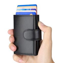 Aluminum Credit Card Black Wallet Rfid Blocking Trifold Alloy Business Casual Coin Purse Leather Metal Card Holder