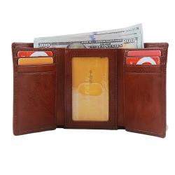 Genuine Leather Front Pocket Trifold Wallet RFID Wallets for Men Slim
