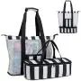 Beach Tote Bag with Detachable Cooler Compartment Insulated Picnic Cooler Bag Pool Bag for Women