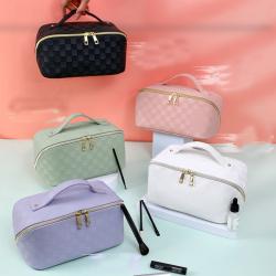 Professional High Capacity Travel Ladies Opening Portable Cosmetic Case Makeup Storage Bag For Women