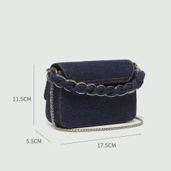 2024 Branded Lady Sling Bags Retro Blue Flip Lock Shoulder Bags Women Denim Handbag Chain Messenger Bags For Girls