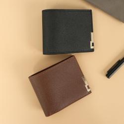 Men's short wallet Korean iron edge men's horizontal multi-card space money clip trend card bag
