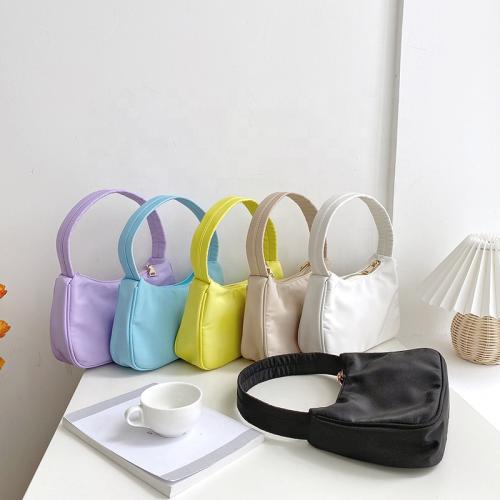 2023 Summer Korean Bags New Female Pure Simple Handbag Lady Small Shoulder Bags Fashion Nylon Candy Color Armpit Bag