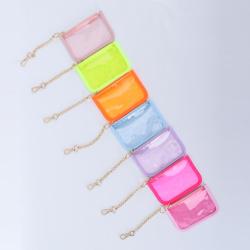 Custom Kids Travel Transparent Small Makeup Cosmetic Bag Clear PVC Lipsticks Keychain Bag Zipper Mini Pouch