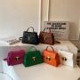 2024 new design women's bag popular fashion lock buckle single shoulder crossbody bag solid color texture small square bag