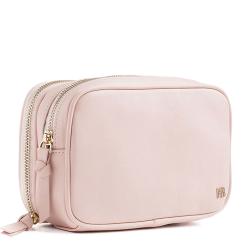 Premium Double Compartments Metal Zipper Stripes Cotton interior Fashion Women Makeup Bag Cosmetic