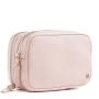 Premium Double Compartments Metal Zipper Stripes Cotton interior Fashion Women Makeup Bag Cosmetic