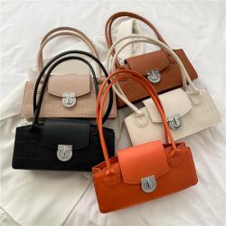 2023 New Pu Solid Women Fashion Handbags Stone Pattern Wholesale Women Handbags Metal Lock Designer Shoulder Bags For Women