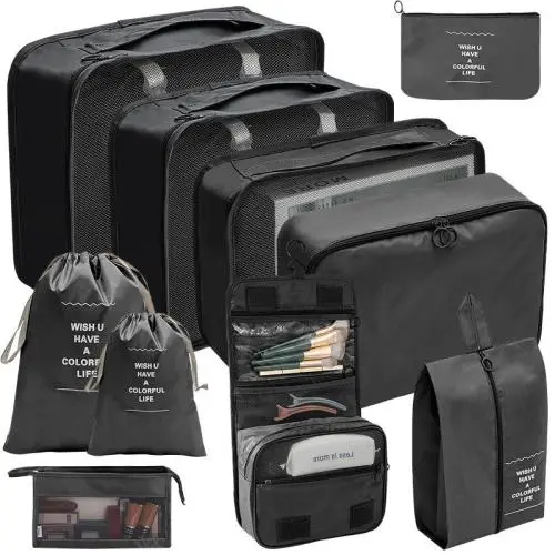 Customized 9 Set Compression Packing Cubes Luggage Packing Organizers Bags for Travel Accessories