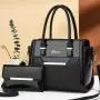 Sequin leather 2 pieces set handbags shoulder bag come with a wallet for women ladies large purses 2024