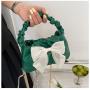 HR489 Women Handheld Bags Fashion Chain Cute Bow Tie Single Shoulder Crossbody Bag PU Pleated Comfortable Handheld Women's Bag