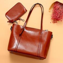 2022 Fashion Design Genuine Leather Ladies Large Capacity Tote Handbags Luxury Women Shoulder Bag With Coin Purse