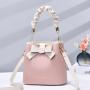 2023 New Bow Fold Thread Open Button Handbag For Women Retro Bucket Bag Sacs A Main Chic Pour Femme Bags Woman Ladies