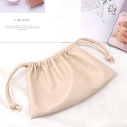 Custom Logo Printed Emboss Pu Leather Drawstring Bag For Cosmetic Waterproof Packaging Gift Makeup Dust Leather Pouch