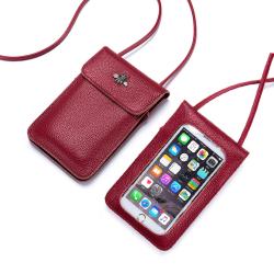 New style leather mobile phone bag crossbody bag touch screen leather phone bag with strap