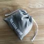Custom Logo Printed Grey Cotton Linen Drawstring Pouch Cotton Linen Gift Packing Bag