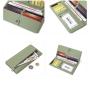 ZX024 RFID Unisex Long Soft Leather Anti-theft Money Clip Zipper  Pockets Checkbook Cover Slim Card Holder Simple Coin Wallet