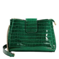 2023 New Arrival Handbag Crocodile Leather Customized Shoulder Woman Vintage Washed Bags Green Zipper Tote Bag With Gold Belt