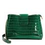 2023 New Arrival Handbag Crocodile Leather Customized Shoulder Woman Vintage Washed Bags Green Zipper Tote Bag With Gold Belt