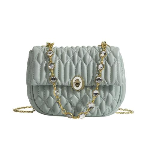 2024 Custom Wrinkle Leather Crossbody Bag Purse For Women With Metal Diamond Chain