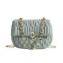 2024 Custom Wrinkle Leather Crossbody Bag Purse For Women With Metal Diamond Chain