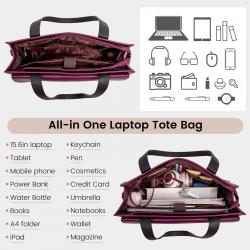 LOVEVOOK Factory Wholesale 15.6 Inch Laptop Tote Work Bag Professional Leather Computer Briefcase Large Laptop Bag for Women