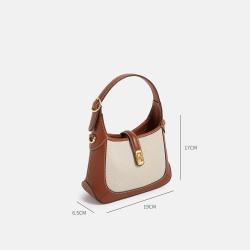 Warehouse Customized High Quality Pu Leather And Canvas Handbag  Luxury Vintage Crossbody Bag For Ladies