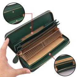 Wholesale Women Large Capacity Credit Card Wallet RFID Blocking Leather Zip Around Wallet