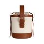 2022 Wholesale  Drawstring Recycled Canvas Bags Custom Gold Foil Stamped Logo Pu Vegan Leather Shoulder Bag Womens Bucket Bags