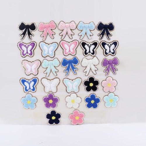 Stick On Chenille Stickers Self Adhesive Varsity Bowknot Flower Butterfly Patch DIY Chenille Patch Chenille Embroidery Patches