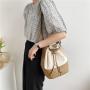 Bag female  2021 summer Korean edition fashion trend skew cross bag personality spliced canvas hand-held bucket bag