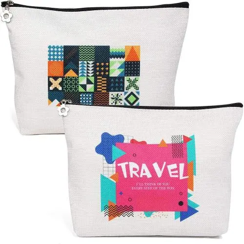 Gelory Zipper Canvas Makeup Pouches Women Travel Cosmetic Bags Portable Travel Makeup Bag With Zipper