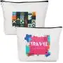 Gelory Zipper Canvas Makeup Pouches Women Travel Cosmetic Bags Portable Travel Makeup Bag With Zipper