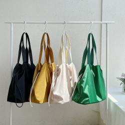 Customizable logo fashion casual women's handbag creative drawstring folding women's shoulder bag large capacity nylon tote bag